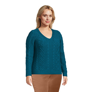 Kabelstrick-Pullover aus Baumwollmix für Damen in Plus-Größe image number 2