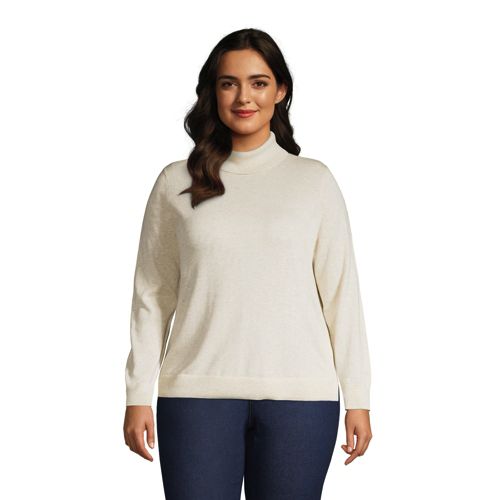 Pull Col Roul en Fines Mailles de Coton Femme Grande Taille