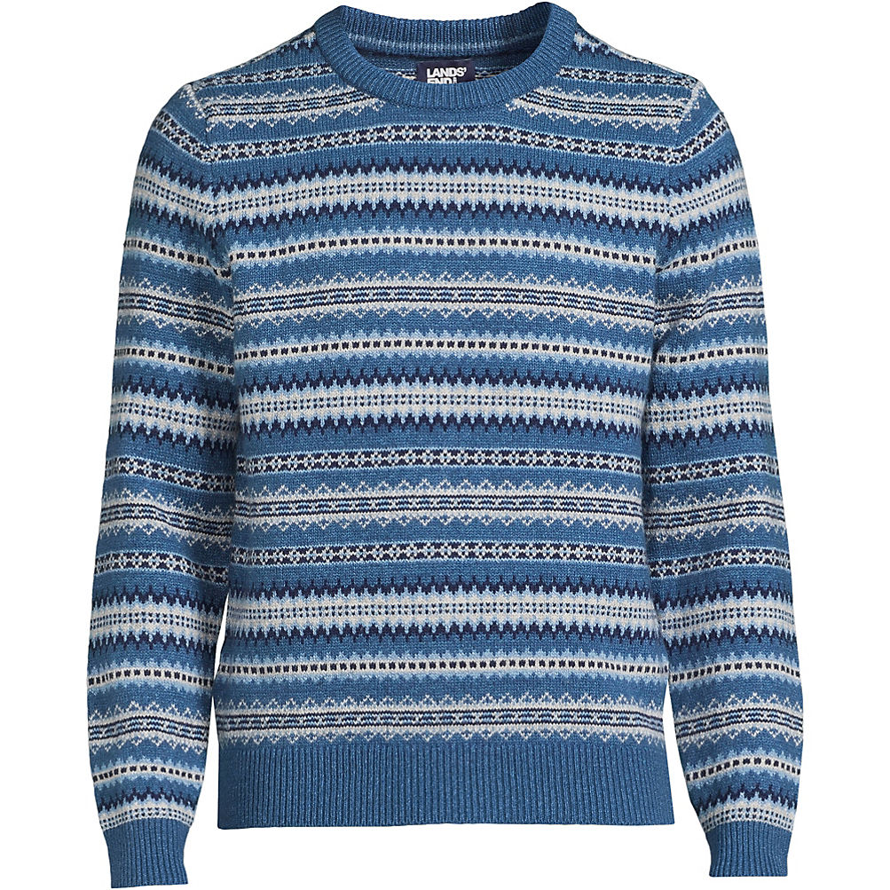 Men's Snowflake Crewneck Sweater | Lands' End