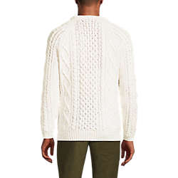 Men's Cotton Blend Aran Cable Crew Neck Sweater, Back