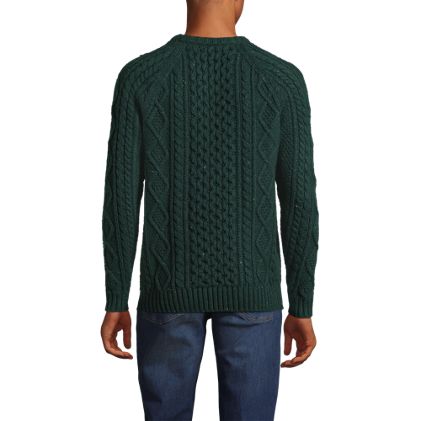 Men's Cotton Blend Aran Cable Crew Neck Sweater - image 1