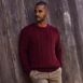 Men's Cotton Blend Aran Cable Crew Neck Sweater, alternative image