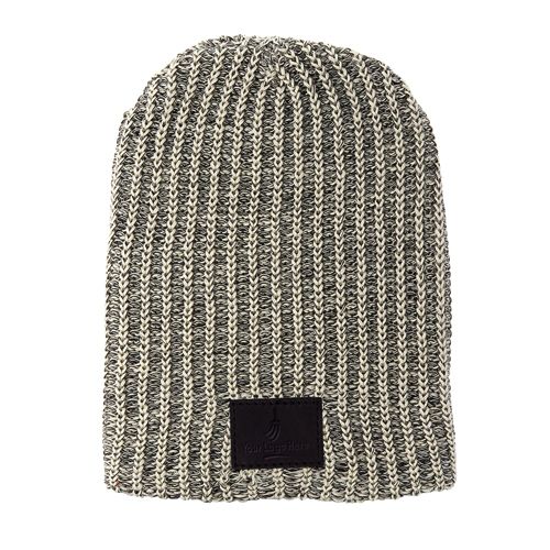 Haberdasher Knit Beanie Winter Hat with Custom Logo Leather Patch