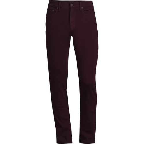4 Way Stretch Jeans, Slim Fit, Men, size: 30 28, regular, Red, Spandex/Cotton-blend, by Lands' End