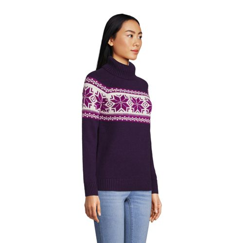 Women's Petite Cosy Lofty Fair Isle Roll Neck Jumper | Lands' End
