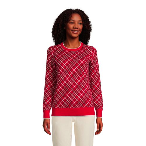 Women's Long Sleeve Sport Knit Jacquard Sweatshirt Tunic