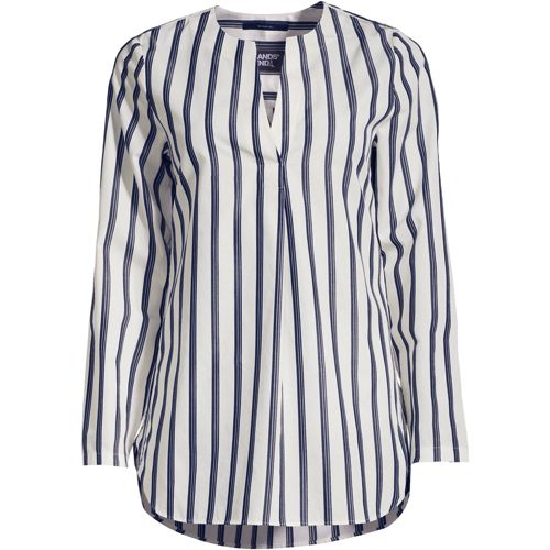 売れ筋商品|||ランズエンド シャツ トップス レディース Women's No Iron Banded Collar Popover Shirt White multi field floral Women's No Iron Banded Collar Popover Shirt | Lands' End