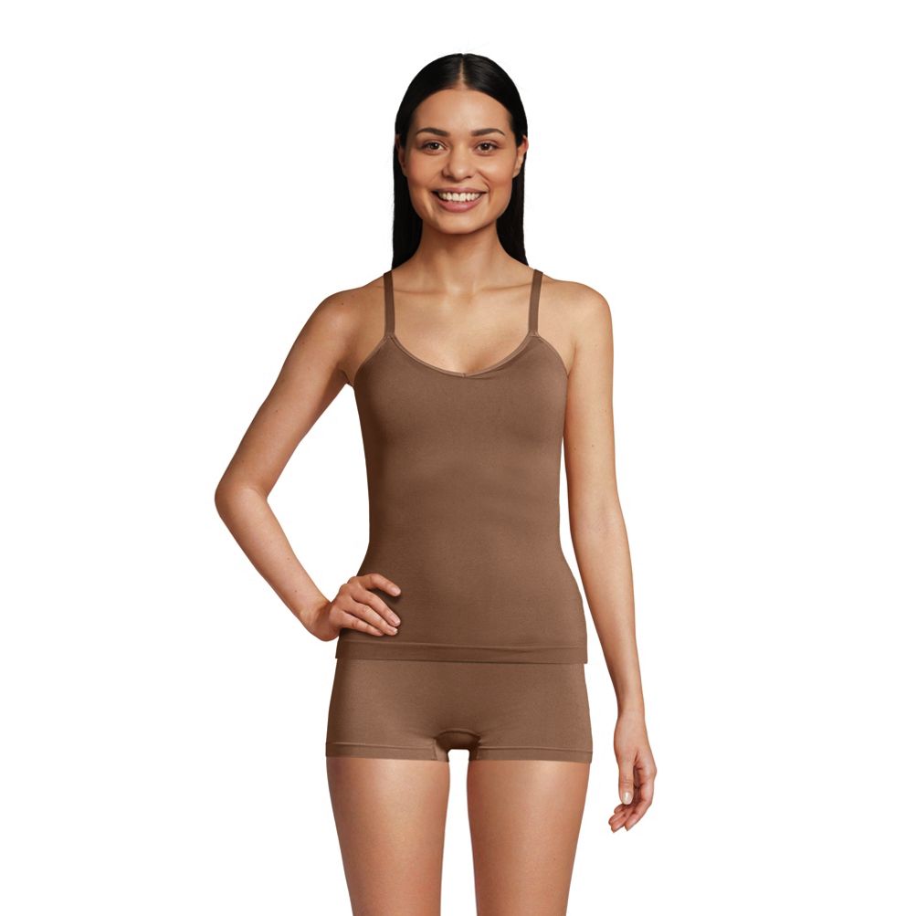 Lands' End Women's Seamless Cami with Built in Bra - Small - Warm Tawny  Brown