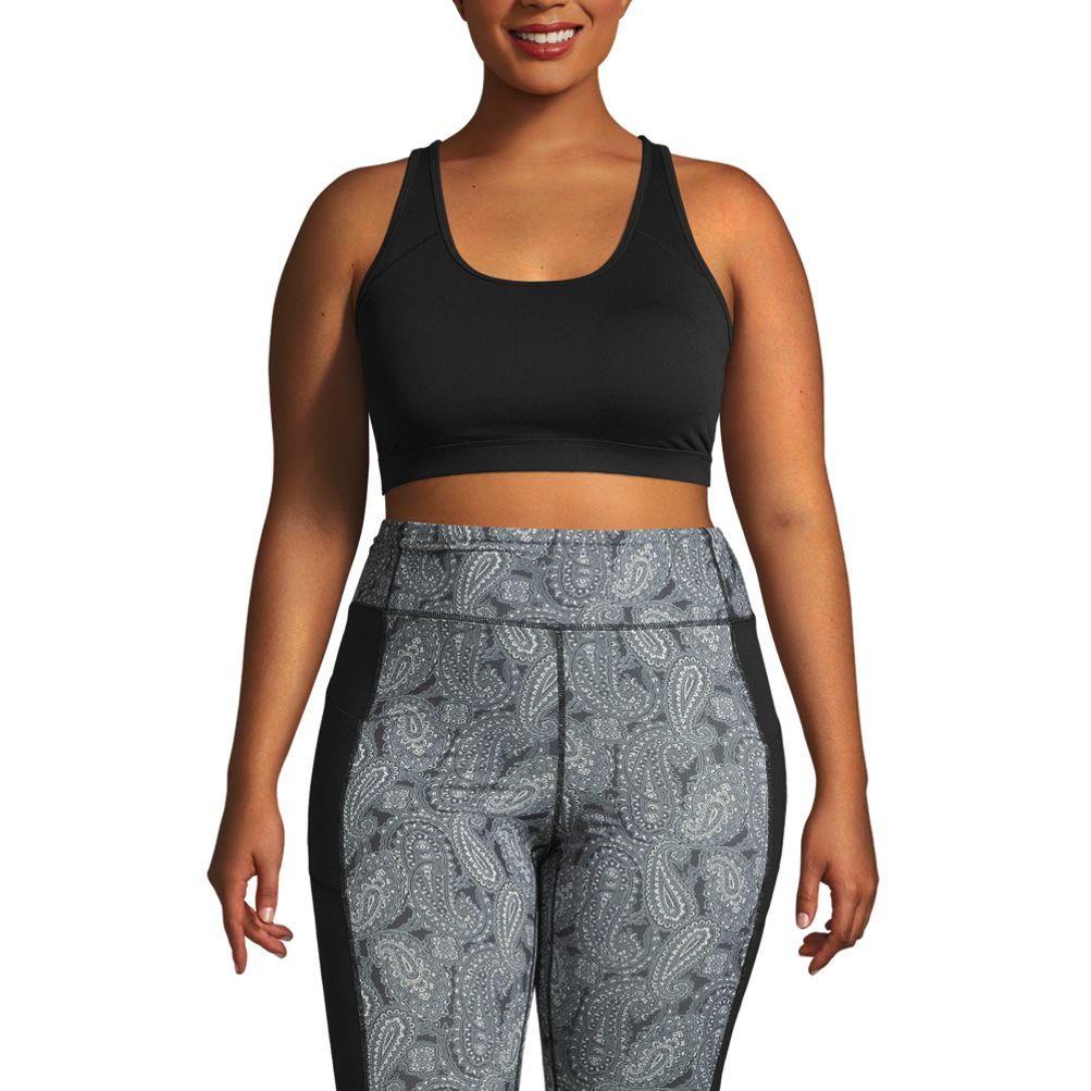 Plus Size Racer Back Sports Bra - Black