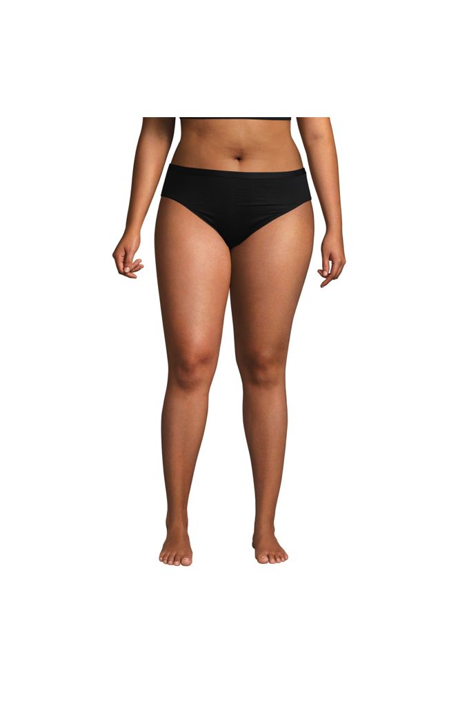 Lands' End Women's Comfort Knit Mid Rise High Cut Brief Underwear - 2 Pack In Black
