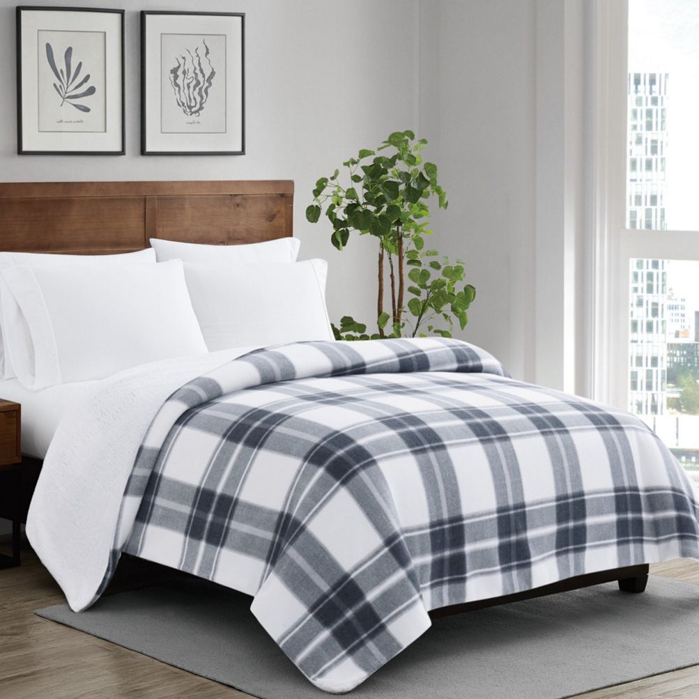 Bedding Lands End Sherpa Throw Cannon Cozy Teddy Plaid Sweater