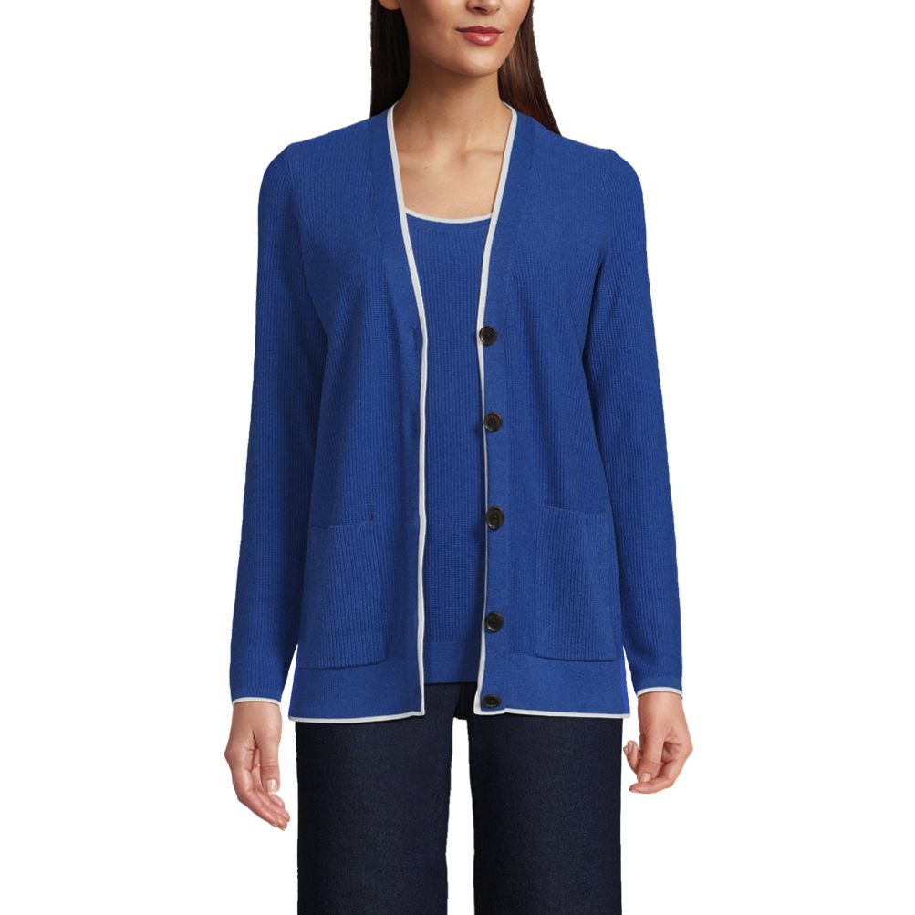 Women's Fine Gauge Cotton Cardigan and Tank Sweater Set