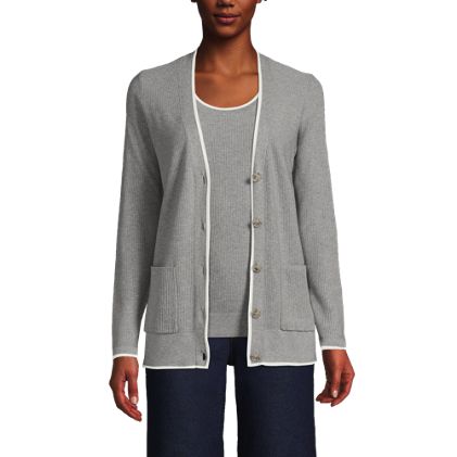 Women's Fine Gauge Cotton Cardigan and Tank Sweater Set - image 1