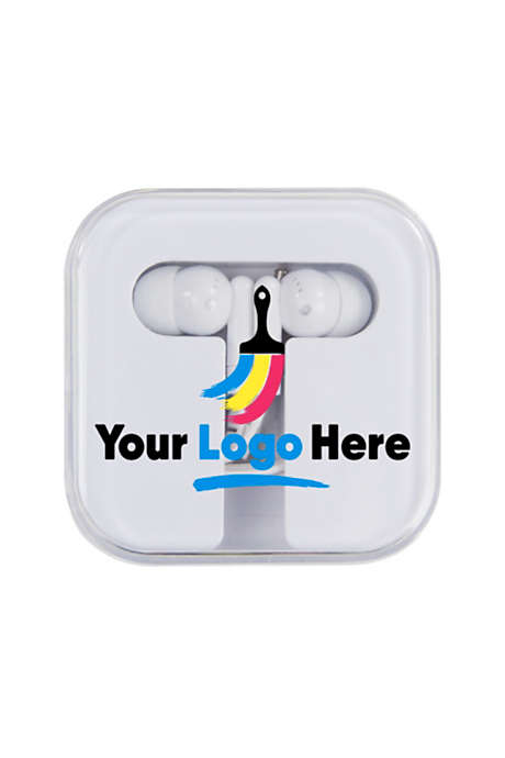 Wired Earbud Headphones in Custom Logo Case