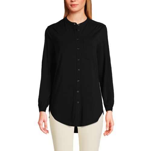 Enmain Black Tunic Top for Women Causal Long Sleeve Longline