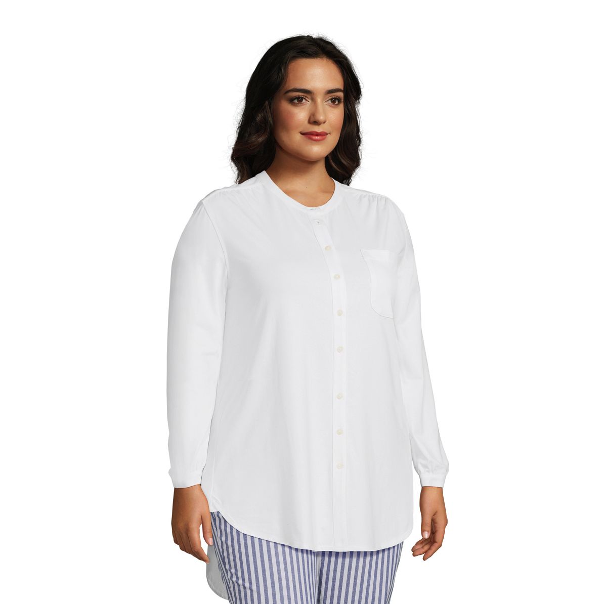 Women's Plus Size Long Sleeve Jersey A-line Tunic