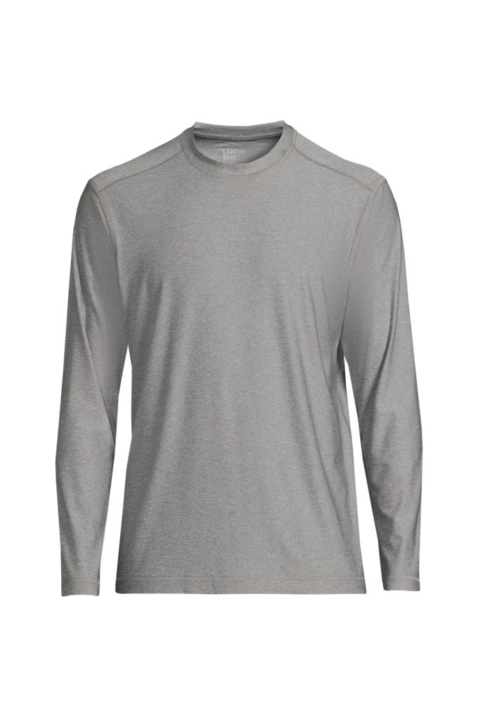 Men's SunShade UPF 50 Long Sleeve Swim Tee Rash Guard - Lands' End - Gray - XXL