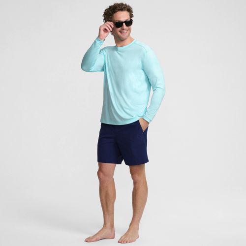 Long Sleeve Rash Vest, Men, size: S, regular, Blue, by Lands' End