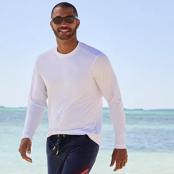 Men's Tall SunShade UPF 50 Long Sleeve Swim Tee Rash Guard - primary