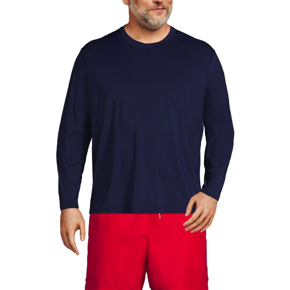 klo Procent forråde Men's Big and Tall Long Sleeve UPF 50 Swim Tee Rash Guard | Lands' End