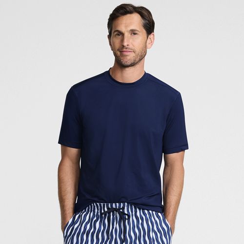 Short Sleeve Rash Vest, Men, size: M, regular, Blue, by Lands' End