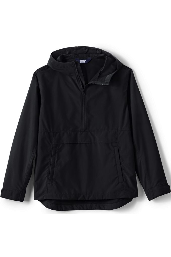 Lands' End Unisex Wind Anorak Jacket In Black