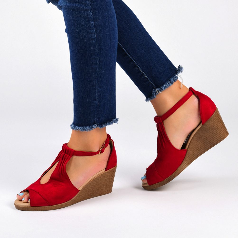 Women's Red Wedge Sandals