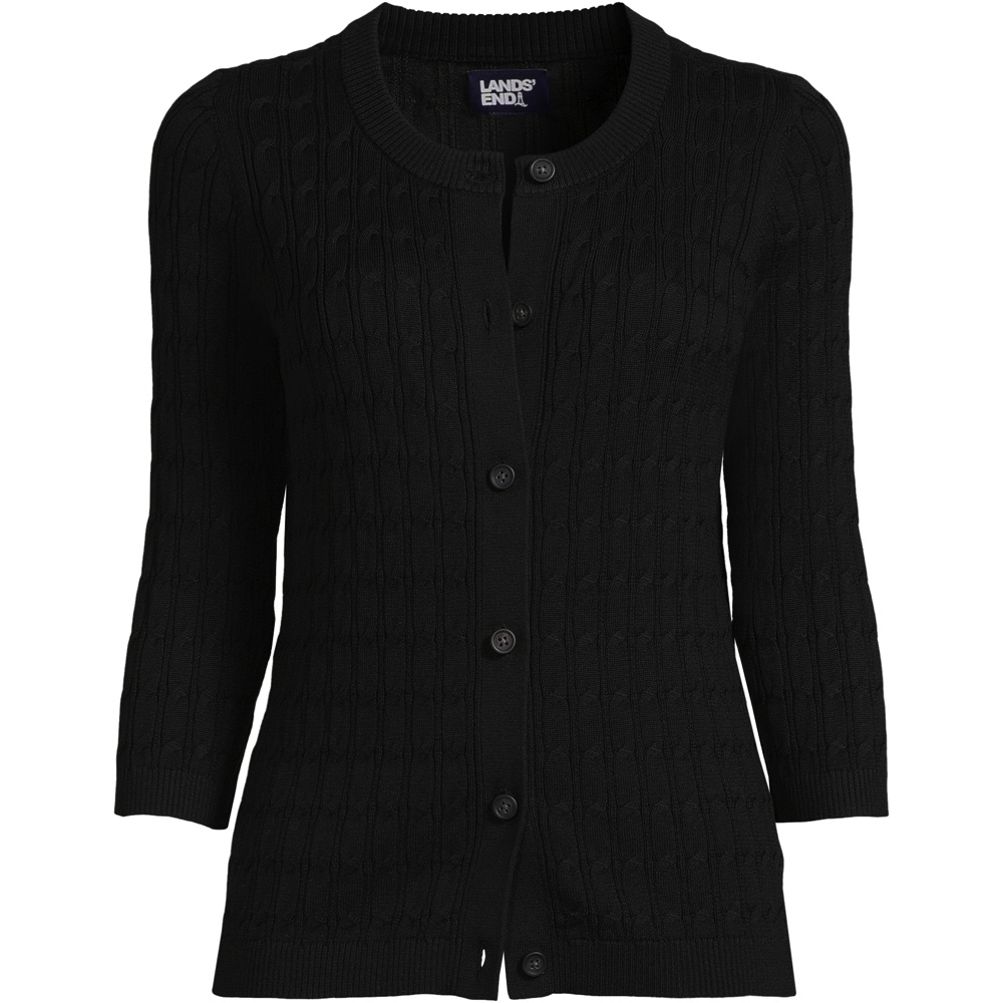【楽天カード分割】 Women's Cotton Modal 3/4 Sleeve Cable Cardigan Sweater トップス