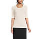 Women's Cotton Modal Half Sleeve Scoop Cable Pullover Sweater, Front