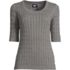 Women's Cotton Modal Half Sleeve Scoop Cable Pullover Sweater, Front