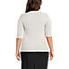 Women's Plus Size Cotton Modal Half Sleeve Scoop Cable Pullover Sweater, Back