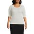 Women's Plus Size Cotton Modal Half Sleeve Scoop Cable Pullover Sweater, Front