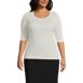 Women's Plus Size Cotton Modal Half Sleeve Scoop Cable Pullover Sweater, Front