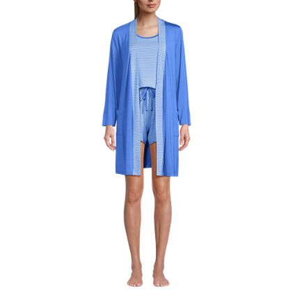 Women's Cooling 3 Piece Pajama Set - Robe Tank and Shorts - image 3