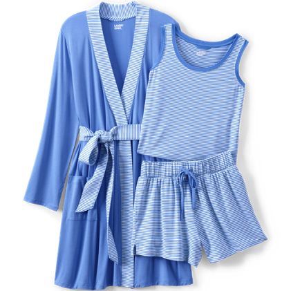 Women's Cooling 3 Piece Pajama Set - Robe Tank and Shorts - primary