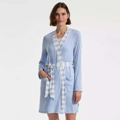 Women's Cooling 3 Piece Pajama Set - Robe Tank and Shorts, Front