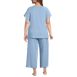 Women's Plus Size Cooling Pajama Set - Short Sleeve Top and Crop Pants, Back