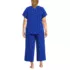 Women's Plus Size Cooling Pajama Set - Short Sleeve Top and Crop Pants, Back