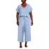 Women's Plus Size Cooling Pajama Set - Short Sleeve Top and Crop Pants, Front