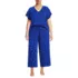 Women's Plus Size Cooling Pajama Set - Short Sleeve Top and Crop Pants, Front