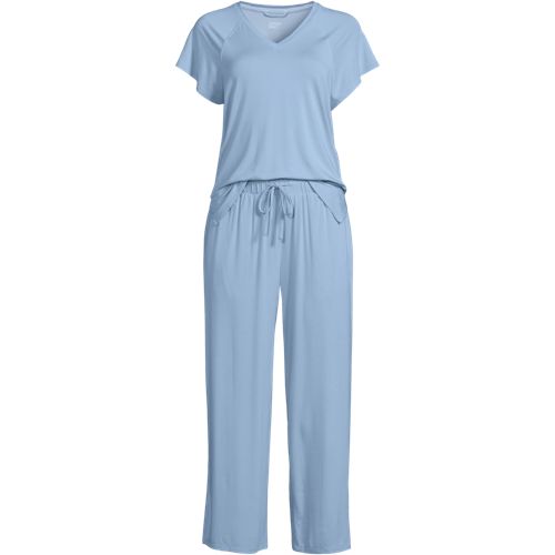 Lands' End Women's Petite Short Sleeve Cotton Poplin Pajama Shirt