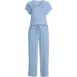 Women's Plus Size Cooling Pajama Set - Short Sleeve Top and Crop Pants, Front