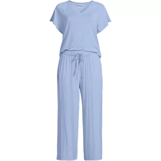 Women's Cooling Pajama Set - Short Sleeve Top and Crop Pants - primary