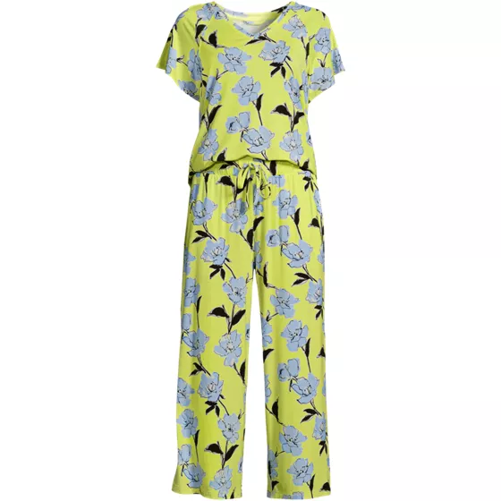 Women's Cooling Pajama Set - Short Sleeve Top and Crop Pants - primary