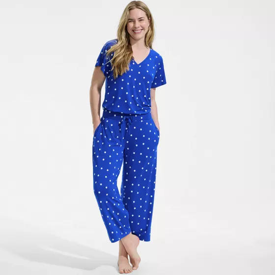 Women's Cooling Pajama Set - Short Sleeve Top and Crop Pants - primary