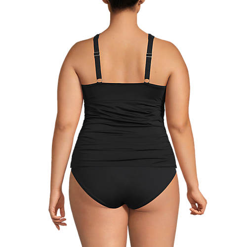 Women's Plus Size Chlorine Resistant High Neck to One Shoulder Multi Way Tankini Swimsuit Top - Secondary