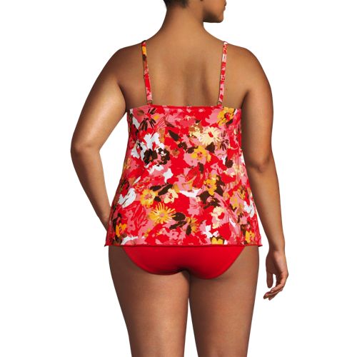  Lands' End Tankinitop Mit Tulpensaum Chlorresistent, Damen, Größe:56-58 Plus, Rot, Nylon-mischung, By Lands' End 