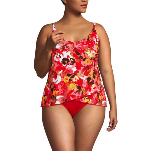  Lands' End Tankinitop Mit Tulpensaum Chlorresistent, Damen, Größe:56-58 Plus, Rot, Nylon-mischung, By Lands' End 
