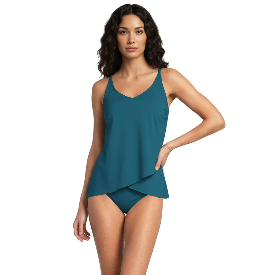 Women's Tulip Hem Tankini Top view 4