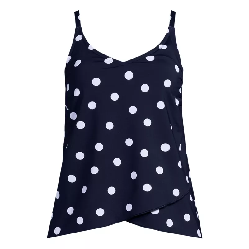 Women's Plus Size Long Torso Tulip Hem Tankini Top , Front